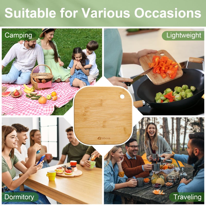 laboos Home Mini Cutting Board Small Fruit Cutting Board Solid Bamboo Wood Board for Baby Infant dormitoryï¼©Set of 2 - Image 4
